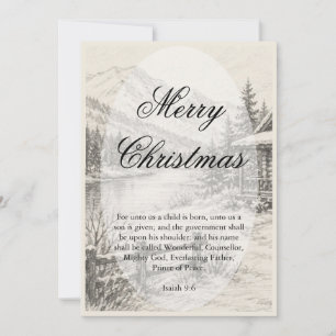 Carte de Noël de cabane d'hiver vierge avec verset