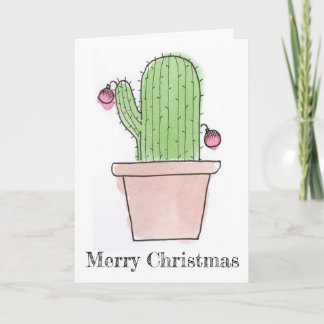 Carte de Noël de cactus d'aquarelle
