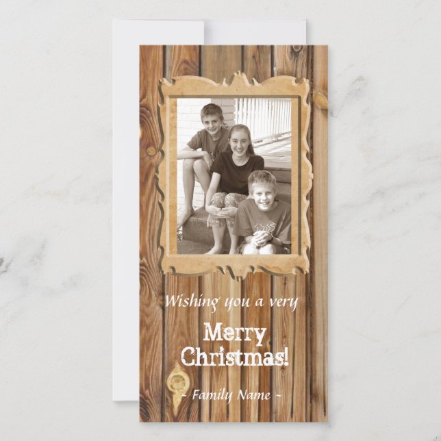 Carte de Noël de cadre en bois (Devant)