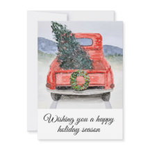 Carte de Noël de camion de vacances, aquarelle