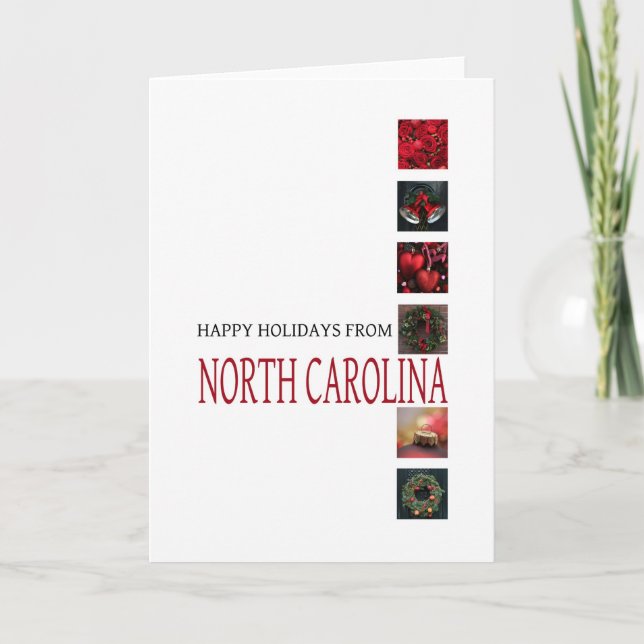 Carte de Noël de Caroline du Nord avec ornements (Devant)