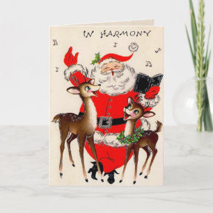 Carte de Noël de chant Père Noël