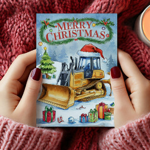 Carte de Noël de chantier à l'aquarelle Excavatric