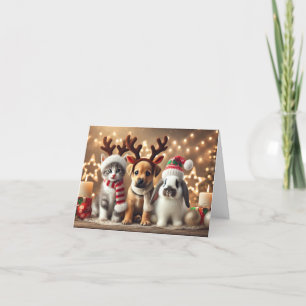 Carte de Noël de chat, Carte de Noël de chien, Lap