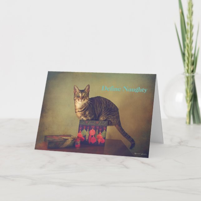 Carte de Noël de chat coquin (Devant)