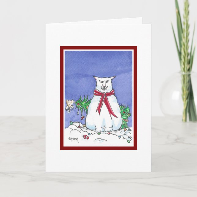 Carte de Noël de chat drôle (Devant)