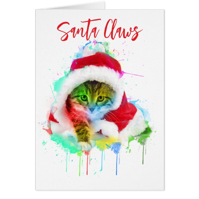 Carte de Noël de chat drôle (Devant)