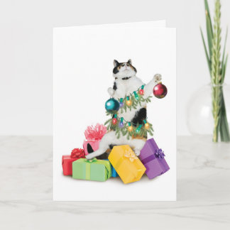 Carte de Noël de chat drôle mignonne adorable meil