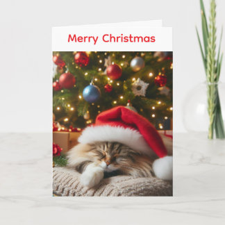 Carte de Noël de chat duveteux