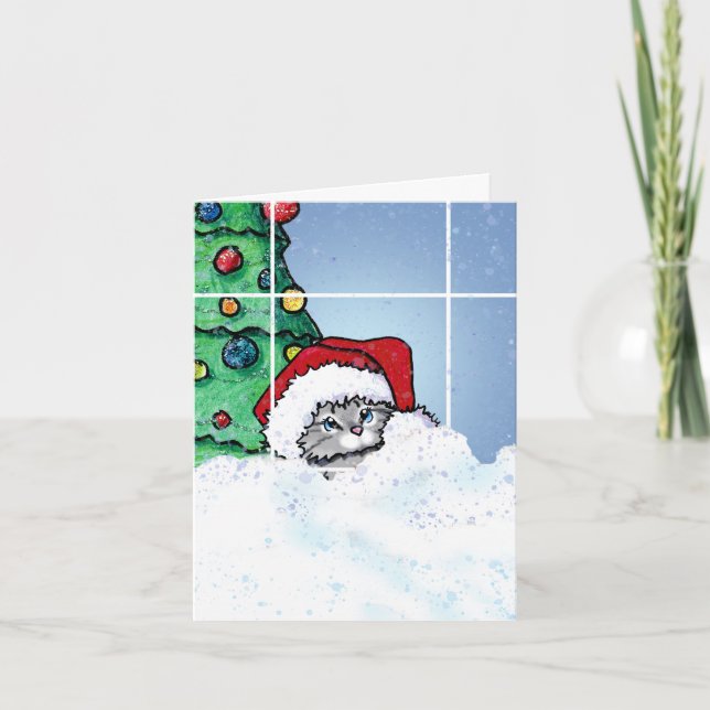 Carte de Noël de Chat Mignon (Devant)