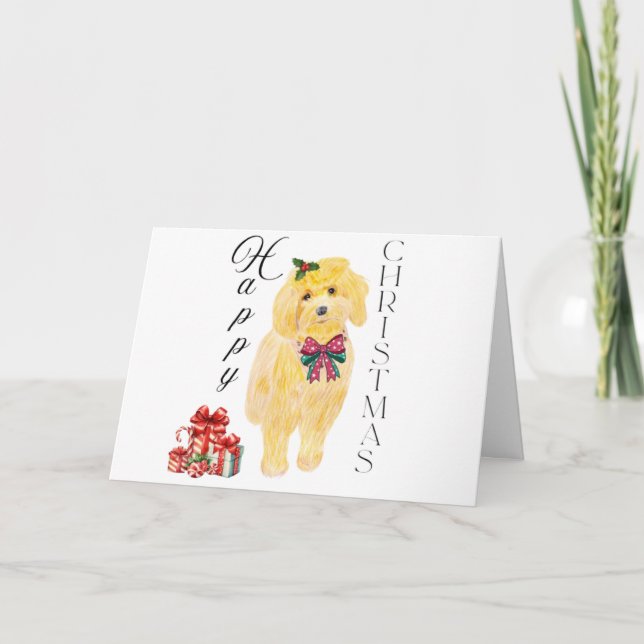 Carte de Noël de chien assis (Devant)