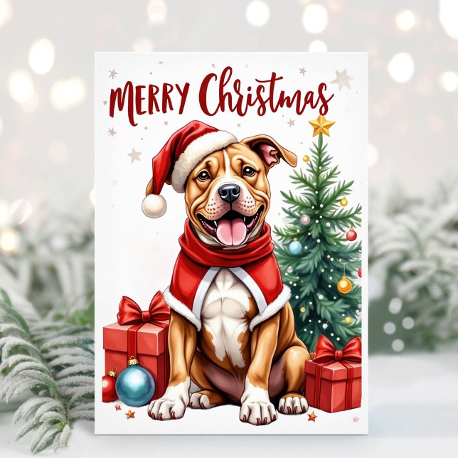 Carte de Noël de chien de boîte d'aquarelle (Boxer Christmas Card)