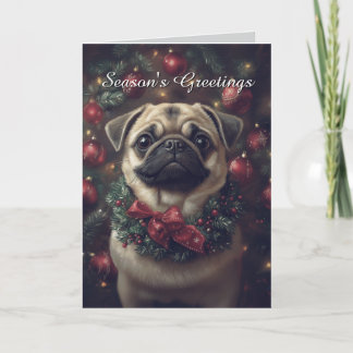 Carte de Noël de chien de Carlin adorable