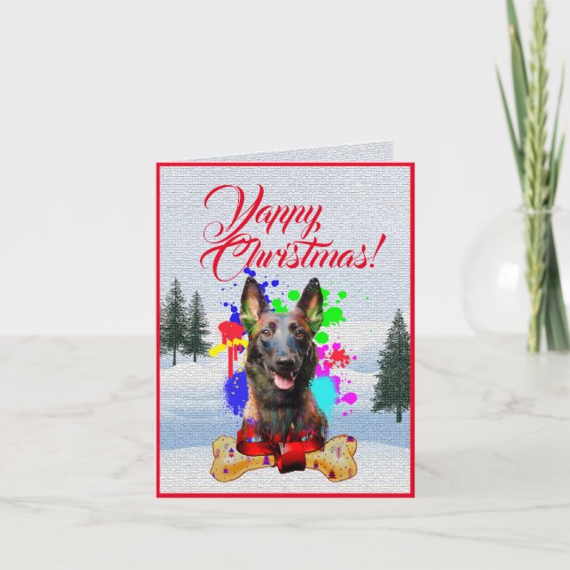Carte de Noël de chien Malinois mignonne (Devant)