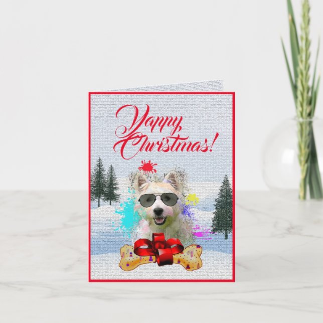 Carte de Noël de chien mignonne sur mesure (Devant)