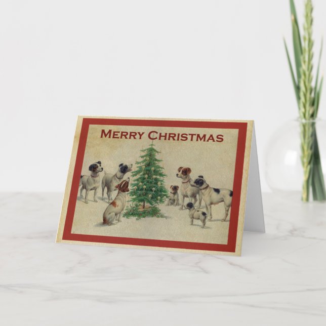Carte de Noël de chien vintage (Devant)