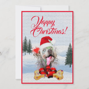 Carte de Noël de chien Weimaraner personnalisable