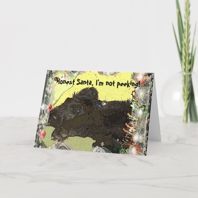 Carte de Noël de chiot de Terre-Neuve (Devant)