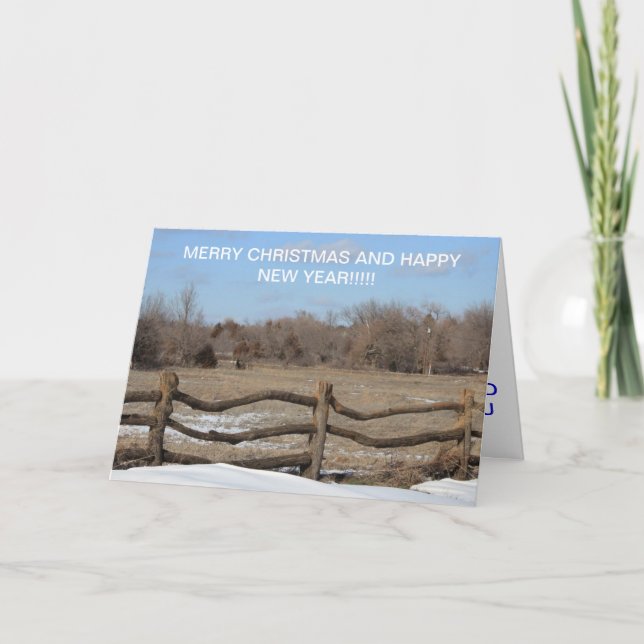 CARTE DE Noël de clôture en bois neigeux (Devant)