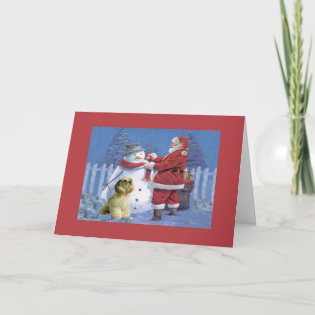 Carte de Noël de cocker Père Noël Snowman1 (Devant)