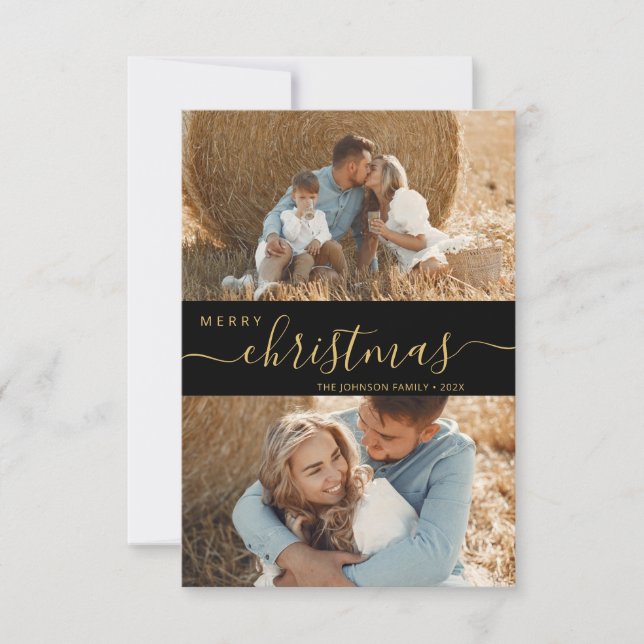 Carte de Noël de collection photo Modern Script 2 (Devant)