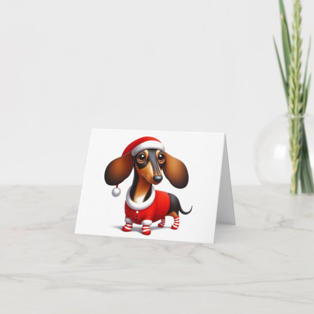CARTE DE NOËL DE DACHSHUND ANIMÉE (Devant)