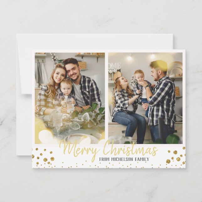 Carte de Noël de famille Carte Gold Confetti (Devant)