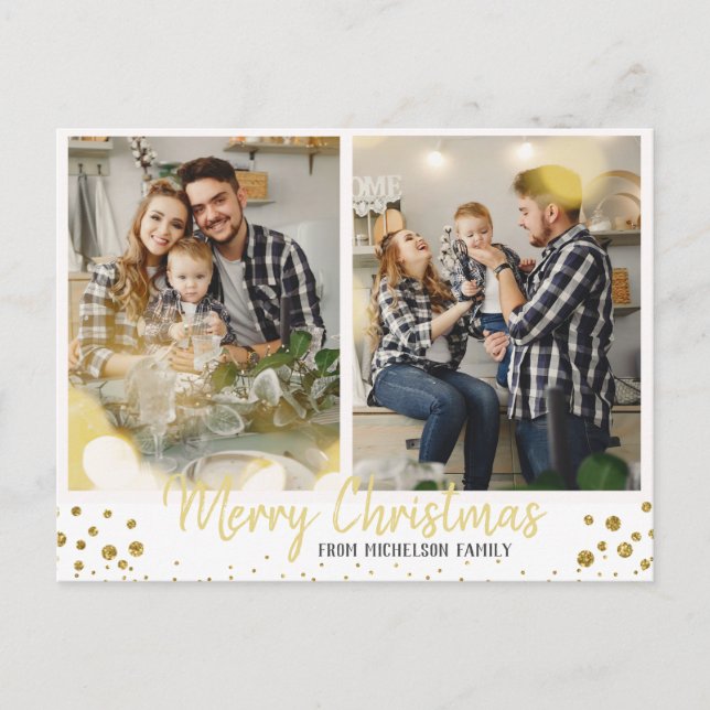 Carte de Noël de famille Carte Gold Confetti (Devant)