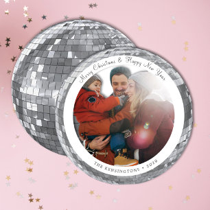 Carte de Noël de famille de bal Disco Rond Personn