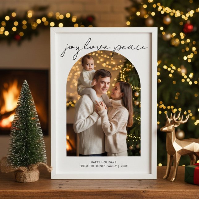 Carte de Noël de famille Joy Love Peace Mignonne (Créateur téléchargé)