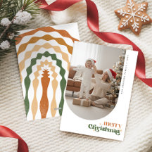 Carte de Noël de famille rétro pour les fêtes de N