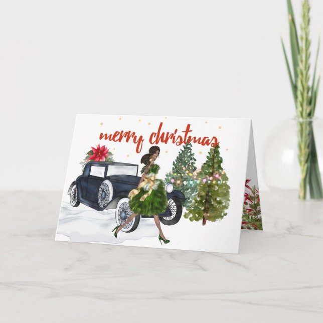 Carte de Noël de femme afro-américaine (Devant)