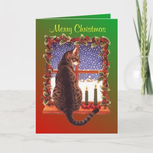 Carte de Noël de fenêtre Kitty Look Out (Devant)
