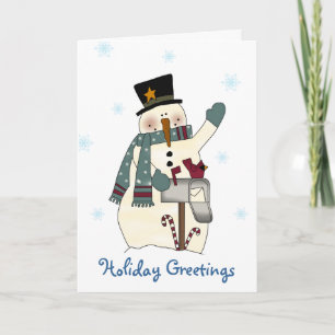 Carte de Noël de fête de bonhomme de neige