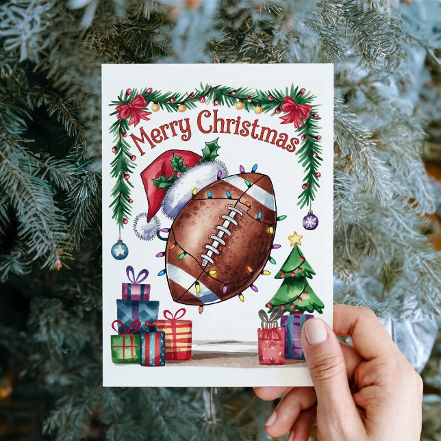 Carte de Noël de football aquarelle (Watercolor Football Christmas Card)
