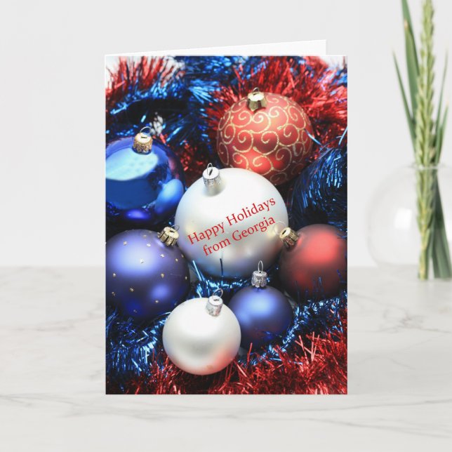 Carte de Noël de Géorgie avec ornements (Devant)