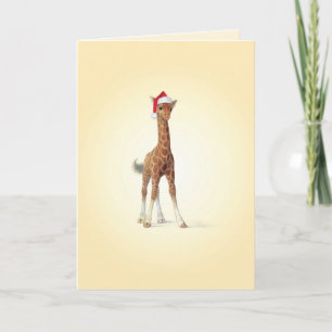 Carte de Noël de girafe de bébés de zoo de Noël