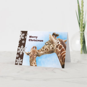 Carte de Noël de girafe et de veau