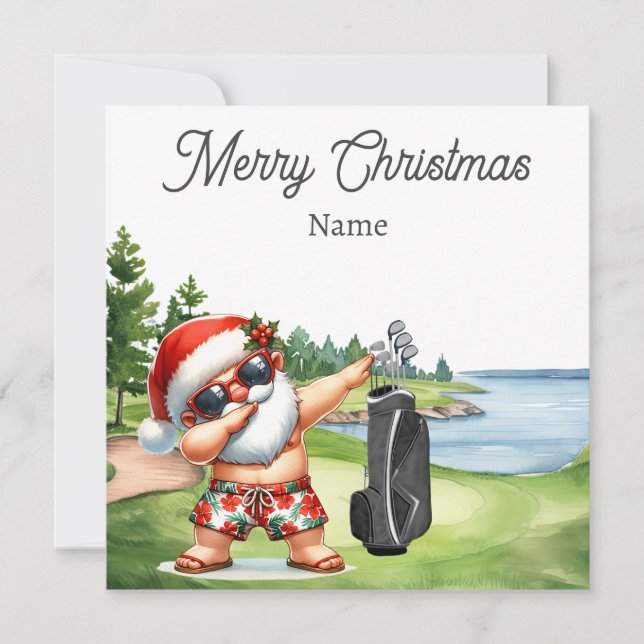 Carte de Noël de golf avec le Père Noël d'Hawaii (Devant)