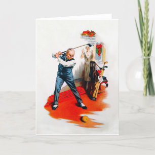 Carte de Noël de golf vintage 1925