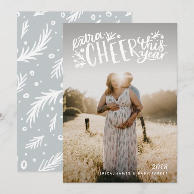 Carte de Noël de grossesse ou de faire-part de (Devant / Derrière)