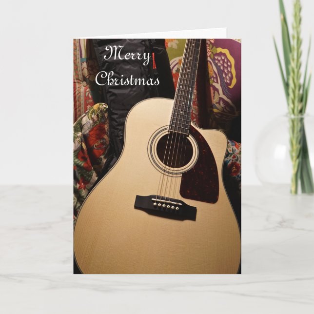 Carte de Noël de guitare acoustique (Devant)