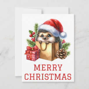 Carte de Noël de hérisson mignon