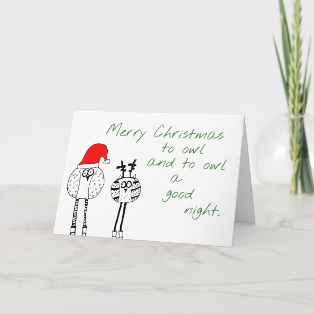 Carte de Noël de hibou (Devant)