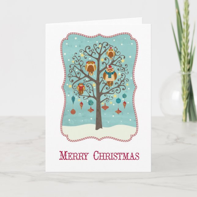 Carte de Noël de hibou (Devant)