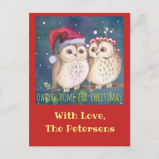 Carte de Noël de hibou à personnaliser