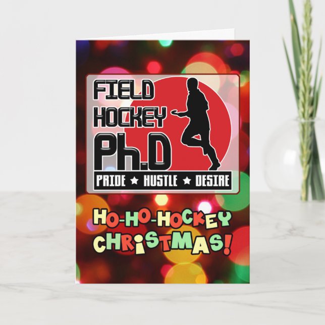 Carte de Noël de Hockey sur gazon (Devant)