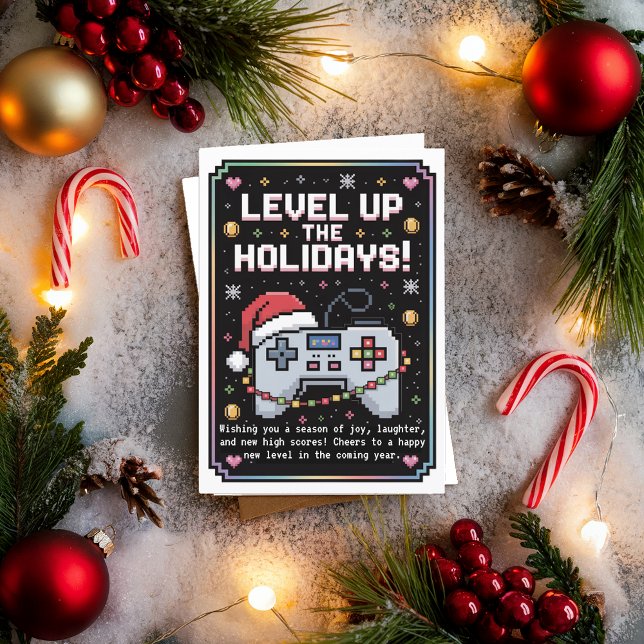 Carte de Noël de joueur de jeu vidéo à l'aquarelle (Créateur téléchargé)