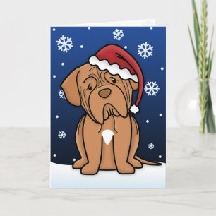 Carte de Noël de Kawaii Dogue de Bordeaux