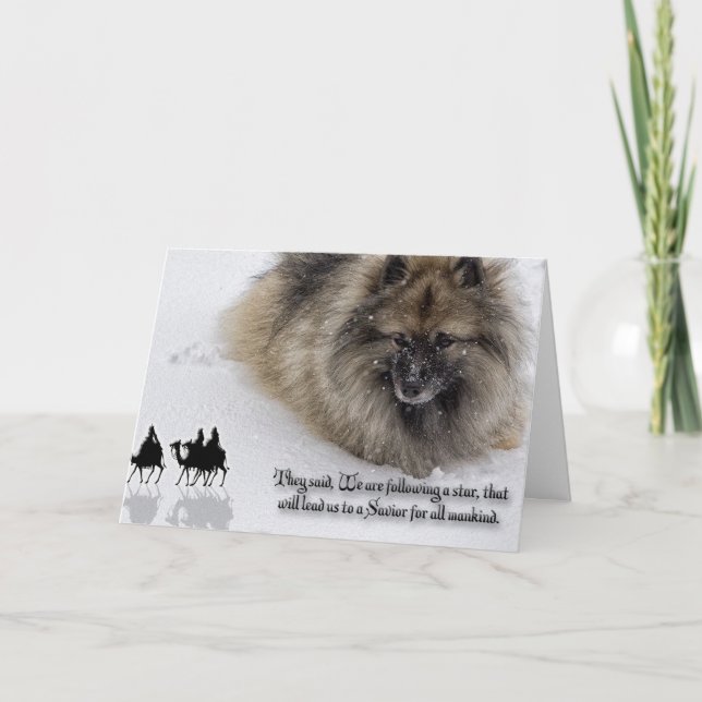 Carte de Noël de Keeshond "trois sages " (Devant)